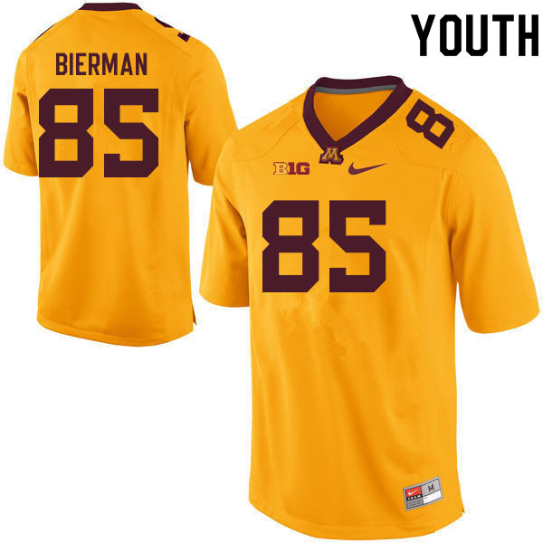 Youth #85 Frank Bierman Minnesota Golden Gophers College Football Jerseys Sale-Gold